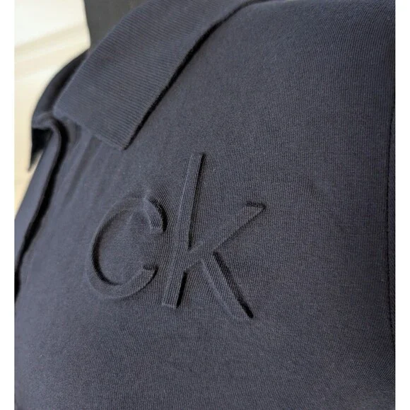 NWOT Calvin Klein Size L Polo Shirt Dress Navy Blue Designer Nautical Minimalist - Picture 4 of 12